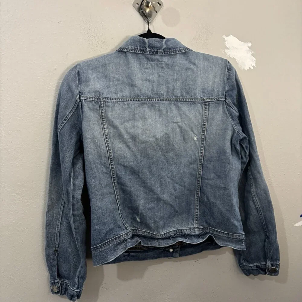 J.Crew  Lightweight, Classic, Distressed, Denim Jean Jacket Size Medium